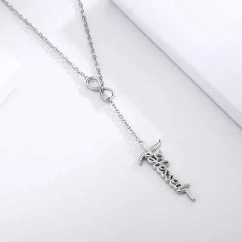 Vista 3 de Sariel Collar con colgante de cruz de fe, esperanza y amor de plata esterlina 925 para mujer, joyería cristiana para cumpleaños, Navidad, Navidad