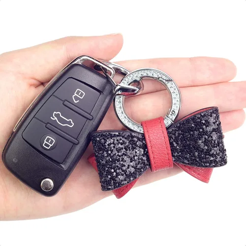 Vista 3 de Leather bowknot keychain for Women