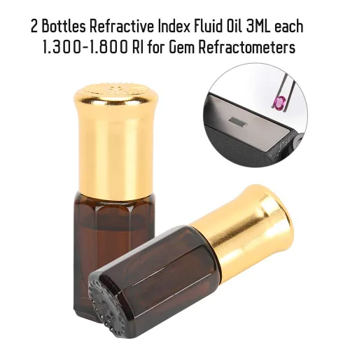 Vista 3 de Aceite líquido de índice de refracción, cada 1.300-1.800 Ri para refractómetros de gemas, 2 botellas, cada 0.1 fl oz para refractómetros de gemas