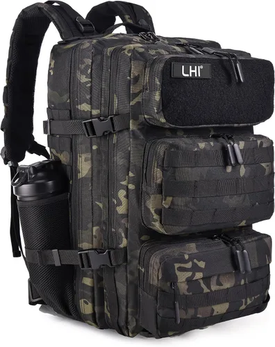 Vista 11 de LHI Mochila Militar Táctica para Hombres y Mujeres 25L/35L Mochila de Asalto del Ejército Bolsa Mochila Pequeña con Portabotellas