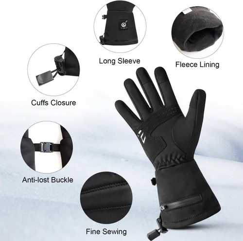 Vista 3 de Guantes térmicos mejorados para hombres y mujeres, guantes térmicos con batería eléctrica recargable, resistentes al viento, guantes de invierno
