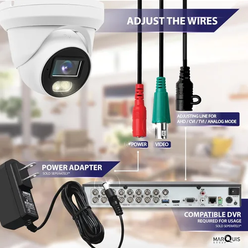 Vista 4 de Marquis 5MP 24/7 a todo color HD TVI/CVI/AHD/CVI 4 en 1torreta domo CCTV cámara de seguridad, interior al aire libre a