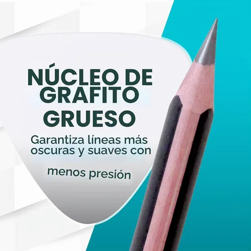 Vista 2 de KOALA TOOLS Lápices Garra de Oso Paquete de 1 (6 Lápices) - Gruesos, Resistentes, Agarre Triangular, Grafito, Mina 2B con Goma de Borrar