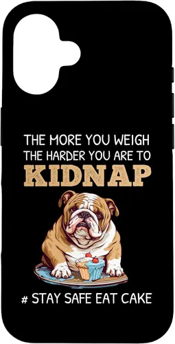 Vista 32 de English Bulldog Dog Lover Funny Quote Stay Safe Eat Cake Case for iPhone 17