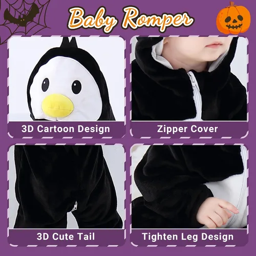 Vista 3 de MICHLEY Disfraz unisex de animal para bebé, para invierno, otoño, con capucha, para Halloween, cosplay, trajes