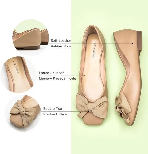 Vista 4 de C.Paravano Zapatos planos de mujer I Zapatos de punta cuadrada para mujer I Zapatos planos I Zapatos planos para mujer I Zapatos planos para mujer I