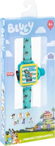 Vista 6 de Accutime Bluey - Reloj de proyector digital para niños con 6 diapositivas de imagen, correa de personaje ajustable, pantalla LCD digital, botón