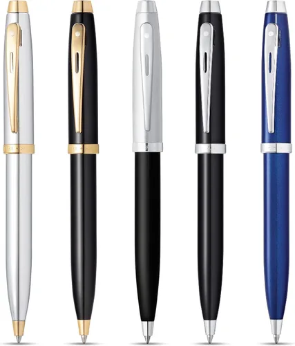 Vista 4 de Sheaffer 100 Bolígrafo de laca negra brillante con ribete cromado pulido