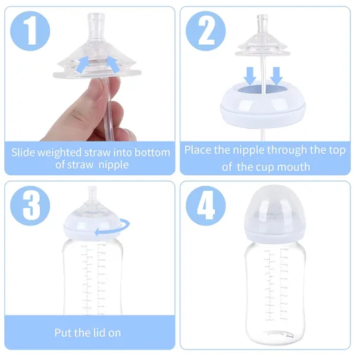 Vista 7 de Tapa para biberón compatible con biberón Philips Avent Baby Bottles Straw Lid, Baby Bottles Straw Cup Food-Grade Silicone