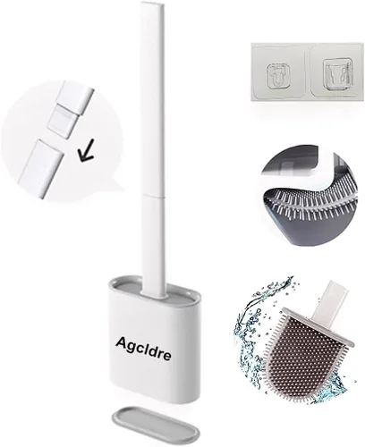 Vista 12 de Cepillo de inodoro con soporte, cepillo de inodoro de silicona y cepillo de limpieza para el hogar, juego de cepillos de toleta de baño