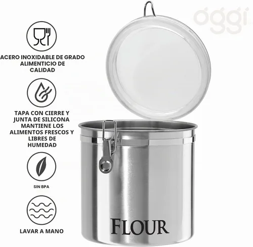 Vista 7 de OGGI Recipiente de Acero Inoxidable de 62oz - Tapa Hermética con Abrazadera, Parte Superior Transparente. Tamaño Grande 5" x 7.5" y Jumbo 8