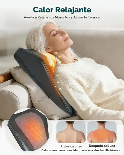 Vista 4 de Snailax Masajeador de espalda para dolor de espalda, tejido profundo, masajeador de espalda Shiatsu con calor, almohada de masaje de silla