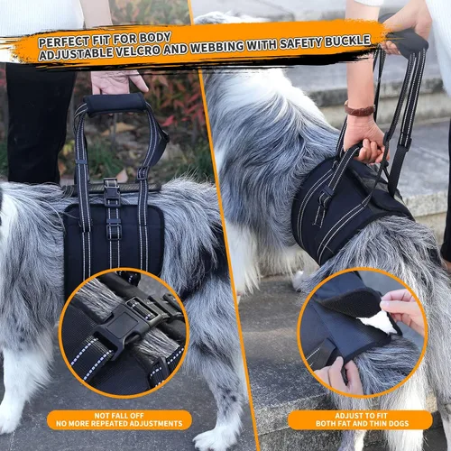 Vista 3 de voopet Arnés portátil de elevación para perros para patas traseras, arnés de perro mejorado que soporta cómodamente las piernas traseras, arnés