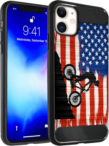 Vista 10 de CasesOnDeck - Funda compatible con Apple iPhone 11 / iPhone XI (2019) de 6.1 pulgadas, funda delgada de fibra de carbono TPU para acentuar arañazos