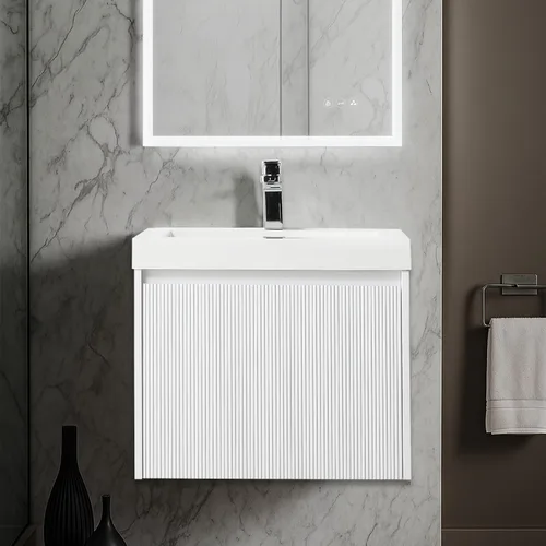 Vista 36 de Blossom Lavabo de baño de 20 pulgadas con tocador, todo en madera montado en la pared, gabinete flotante de baño con tocador con fregadero