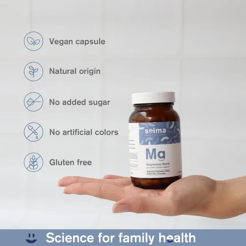 Vista 7 de SEIMA - Complejo de magnesio 4 en 1 – 1200 mg con glicinato, citrato, L-treonato y malato – sueño, alivio del estrés, recuperación muscular, energía