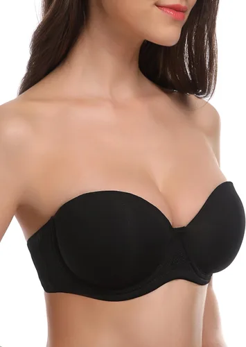 Vista 3 de Wingslove Sujetador de figura completa sin tirantes para mujer, con varillas, contorno multisentido, talla grande, alfombra roja
