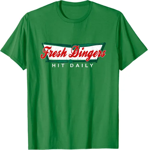 Vista 59 de Camiseta divertida de béisbol y softbol Don't Bunt Hit Fresh Dingers, Negro