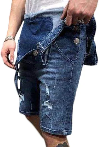 Vista 3 de lisenraIn Overol de mezclilla con pechera para hombre con bolsillos