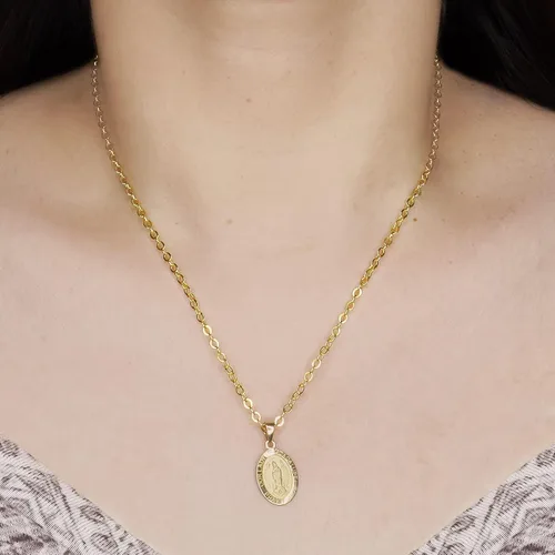 Vista 5 de PORI JEWELERS Oro amarillo de 14 quilates pequeño Virgen María Medallón religioso ovalado joyería fina regalo de bendición para mujeres niñas