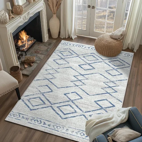 Vista 96 de jinchan - Tapete de pasillo marroquí de 2 x 6 pies con líneas, bohemio, lavable, para cocina, suave, geométrico, de lana sintética, antideslizante