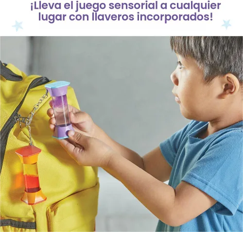 Vista 4 de hand2mind Tubos sensoriales relajantes de remolinos, mini llaveros, artículos para aliviar la ansiedad, juguetes calmantes para niños, suministros