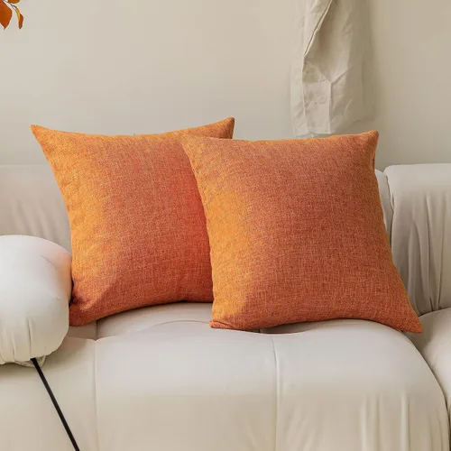 Vista 29 de Fundas de almohada decorativas Demetex grises 18x18, fundas de almohada cuadradas de lino para sofá, fundas de almohada estilo granja para cama