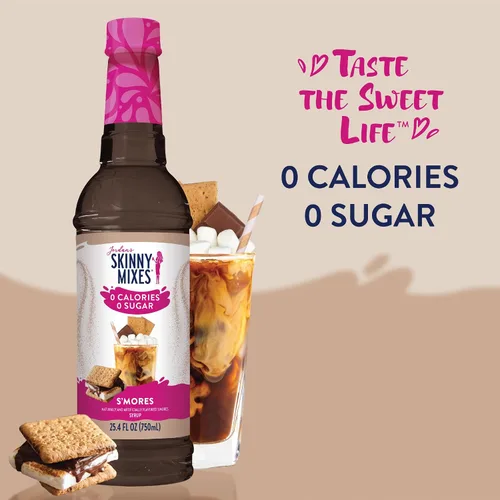 Vista 2 de Jordan's Skinny Mixes Jarabe de café sin azúcar, jarabe saborizante de café S'mores, mezcla de bebida cero calorías para lattes, hornear o batido