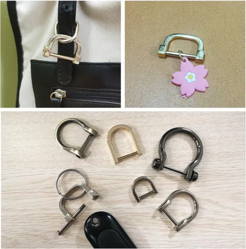 Vista 3 de METALLIXITY Metal D Rings Non-welded D-shaped Ring Buckles for DIY Keychains Card Holders Purse