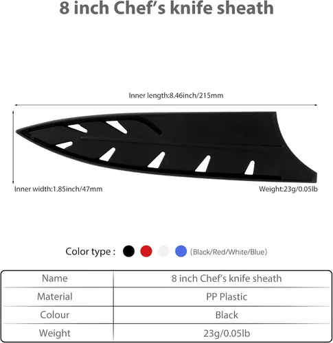 Vista 3 de XYJ Juego de 2 fundas de cuchillos de seguridad, protectores de bordes, funda universal para cuchillos, cortes, funda de cuchillo de chef, protector
