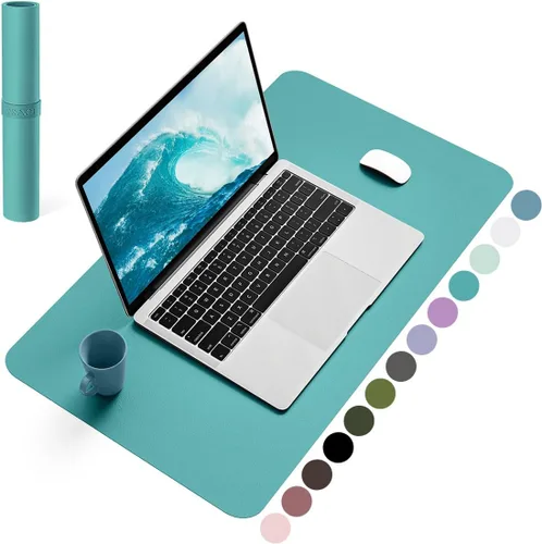Vista 58 de YSAGi Alfombrilla de Escritorio de Cuero Antideslizante, Alfombrilla de Teclado para Escritorio de Computadora Portátil Impermeable, Protector