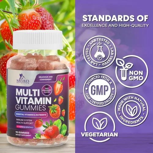 Vista 4 de Gomitas multivitamínicas para adultos – Gomitas multivitamínicas diarias para adultos con vitaminas A, C, D, B12 para mujeres y hombres, suplemento