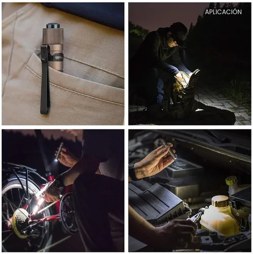 Vista 6 de Olight I3T EOS - Linterna delgada de 180 lúmenes de doble salida EDC, para acampar y senderismo, interruptor en el extremo de la linterna