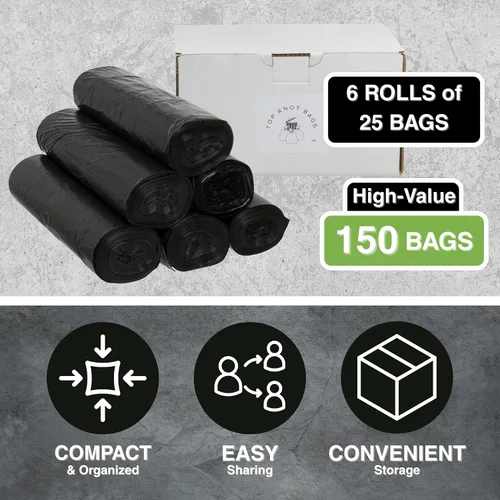Vista 2 de Top Knot Bags Bolsa de basura de 45 galones, 40 x 48 pulgadas, color negro, 150 unidades para latas de 40 galones, 41 galones, 42 galones, 44