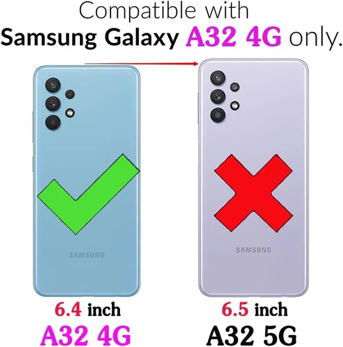 Vista 2 de Asuwish Funda compatible con Samsung Galaxy A32 4G y protector de pantalla de vidrio templado, accesorios para celdas, funda delgada y suave
