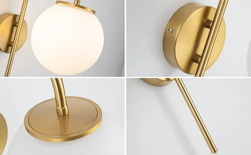 Vista 8 de Juego de 2 apliques de pared LED que funcionan con pilas, pantalla de cristal moderna con globo con control remoto, regulable, no cableado, fácil