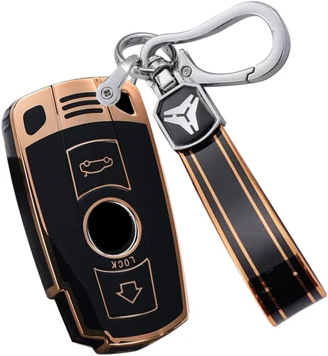 Vista 17 de ontto Funda de llave de TPU para llavero de coche Compatible con BMW 1 3 5 Serie E90 E92 E93 X5 X6 Z4 E90 Protector antiarañazos para llave Negro L