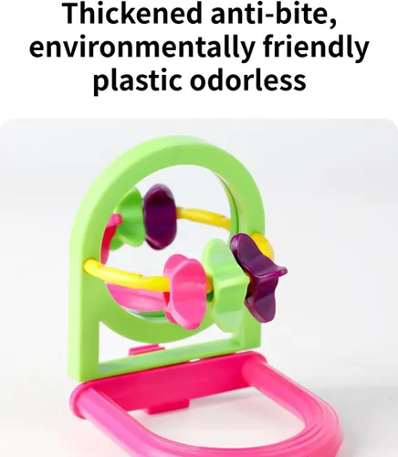 Vista 7 de Perca para pájaros con espejo, bola masticable de loro, juguetes de búsqueda de alimentos, juguete interactivo de inteligencia para pájaros
