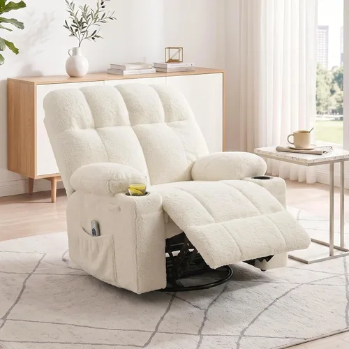 Vista 7 de IDEALHOUSE Silla reclinable mecedora de gran tamaño con calor y masaje Caqui