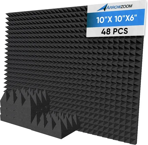 Vista 8 de Arrowzoom Paquete de 12 paneles de espuma acústica piramidal de 4 pulgadas Negro