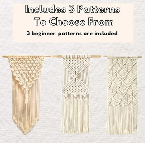 Vista 3 de RQWZBCHX Kit de macramé para colgar en la pared, 3 patrones de macramé para principiantes, decoración del hogar con cordón de macramé de 656.2 ft, 3
