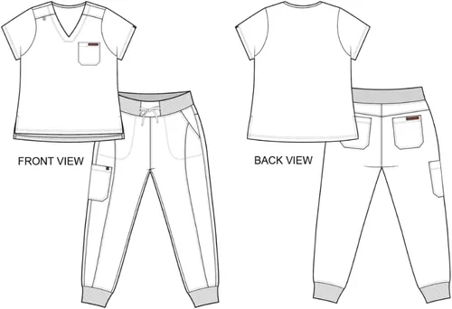Vista 5 de MONARCH UNIFORMS Conjunto de ropa quirúrgica elástica para mujer en pantalones regulares y pequeños con parte superior para mujer