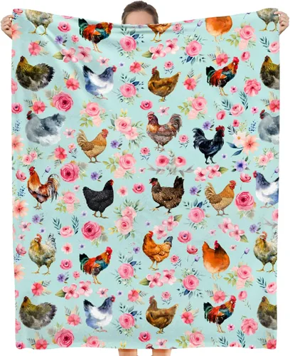 Vista 13 de Manta de raza de pollo – Manta de pollo para niños y niñas – Acogedora franela suave, ligera y cálida – Habitación, cama, camping – 30"x40