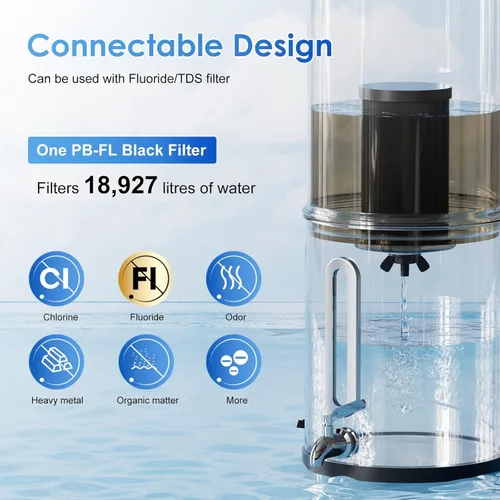 Vista 5 de Purewell Sistema de filtro de agua por gravedad, ultrafiltración portátil de acero inoxidable de 3,8 L (0,01 μm) para supervivencia, campamento