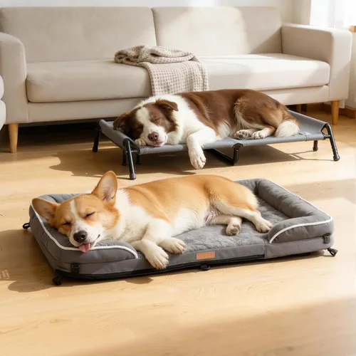 Vista 9 de Lekereise Camas elevadas para perros pequeños para exteriores, portátil, para interiores y exteriores, cama hamaca elevada para mascotas con patas