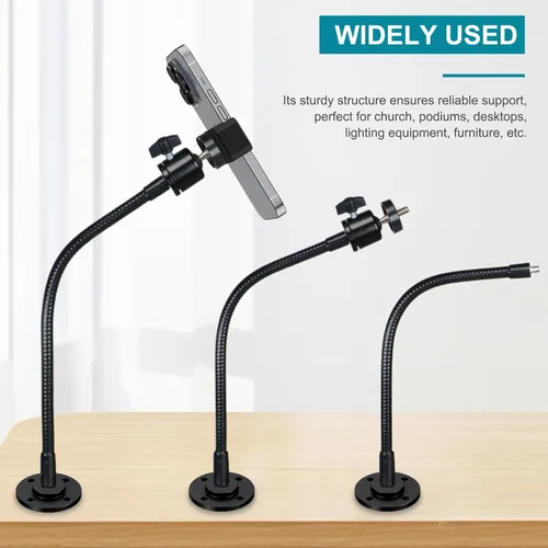 Vista 5 de PATIKIL Soporte de brida de micrófono de rosca hembra de 3/8 "-16, base de montaje de mesa de cuello de cisne de escritorio con tornillo de cabeza