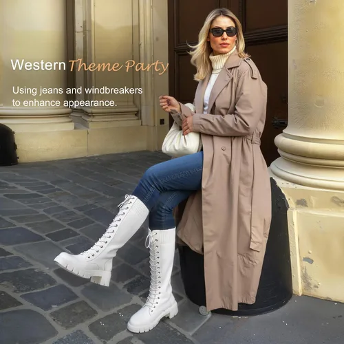 Vista 3 de Vepose Botines con estilo de combate, a la moda, para mujer