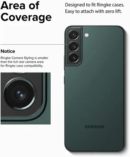 Vista 8 de Ringke Estilo de cámara compatible con Samsung Galaxy S22 / S22 Plus 5G, protector de lente de cámara con marco de aluminio, adhesivo protector