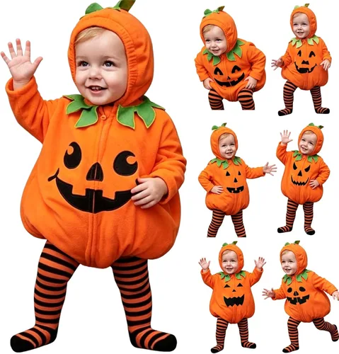 Vista 11 de Calabaza bebé unisex para niños pequeños y bebés, para Halloween Negro