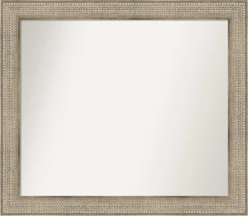 Vista 338 de Amanti Art Espejo de baño plateado para sobre fregadero, 26 x 26 pulgadas, espejo cuadrado de níquel pulido, marco de madera tradicional mediano, se